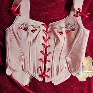 LACEMADE WILD STRAWBERRY IN PARADISE CORSET NWT SMALL SIZE